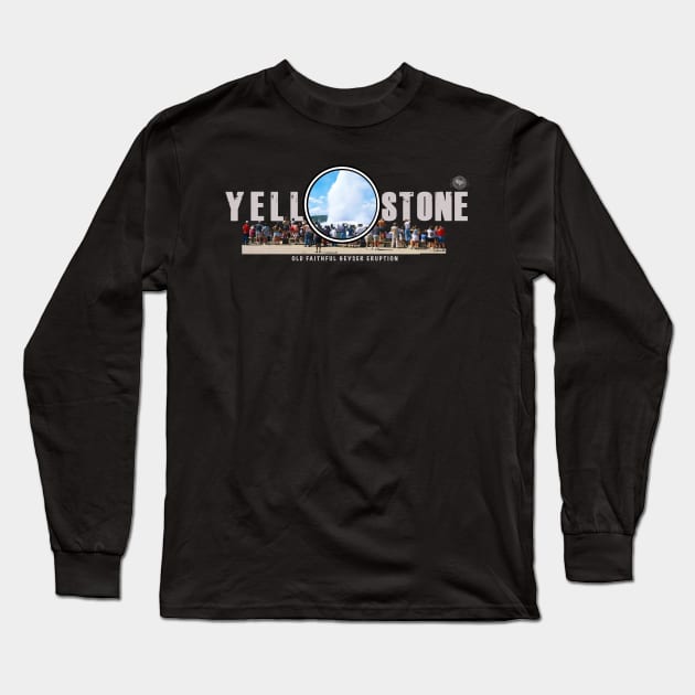 Crowd Watching Old Faithful Geyser Erupt, Yellowstone National Park - dark Long Sleeve T-Shirt by Smyrna Buffalo